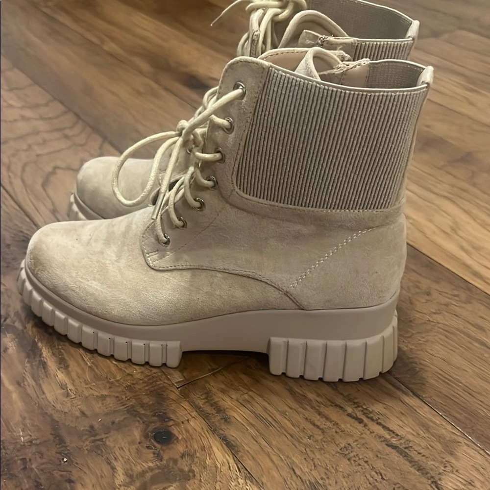 Bella Marie Cream Combat Boots